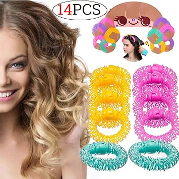 Sancuanyi 14pcs Hair Curlers Diy Healthy Curls Styling Kit Magic