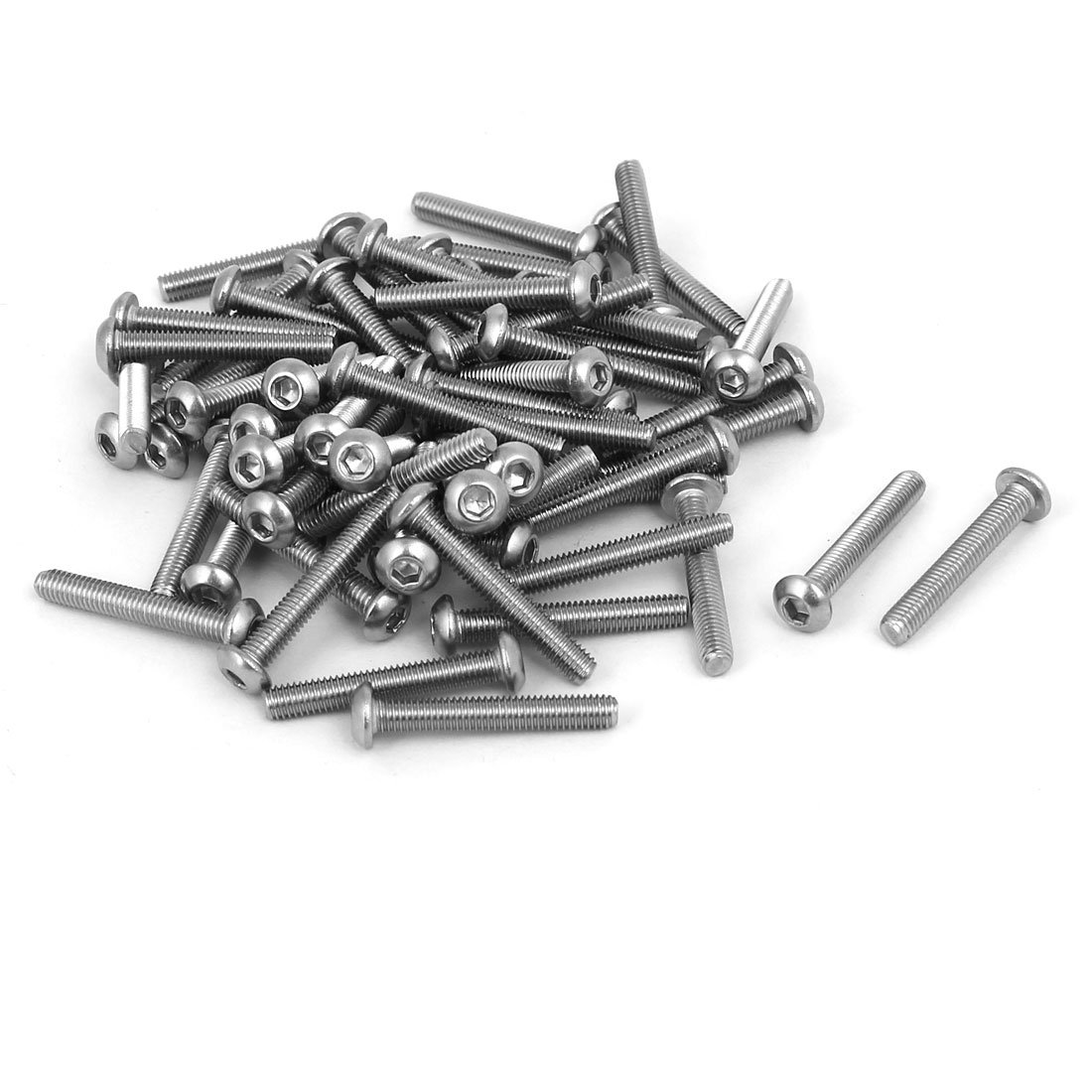 Sourcingmap M3 x 20mm 304 Stainless Steel Button Head Hex Socket Cap Screws Fastener 60PCS