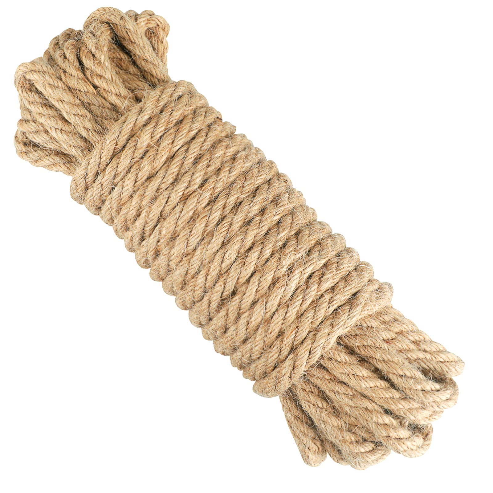 KINGLAKE 10mm Strong Hemp Rope, 4 Ply 10 M Thick Garden Jute Rope String Art Craft Twine For Gift Packing Garden Bundling