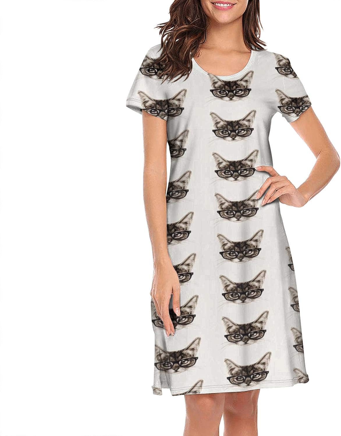 cat print nightgowns