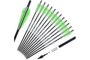 Pointdo 20inch Carbon Crossbow Bolts Crossbow Hunting Arrows with 4" Vanes and Replaced Arrowhead/Tip (12 Pack)