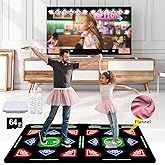 HSAHL HDMI Double Music Dance Mat for Kids & Adults, Fitness Dance Pad with 64G Memory Card, 1000 Games, 885 Songs & 81 MVs, 3D Cartoon Dance Modes, Soft Flannel Material, Great