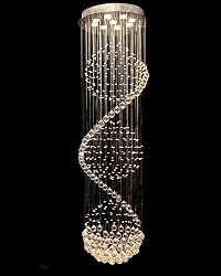 CRYSTOP Crystal Chandelier Modern Spectacular LED Spiral Sphere Rain Drop K9 Ceiling Light Fixture for Living Room Hotel Hallway Foyer Entry Way Romantic Deco 20 Inch X Height 71 Inch