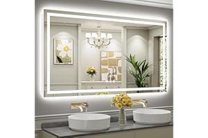 BRIIVUE 72"x40" LED Bathroom Mirror with Lights, Backlit & Front Lit, Anti-Fog Lighted Bathroom Vanity Mirror for Wall, Memory Function, Dimmable, HD Tempered Glass, Shatter-Proof