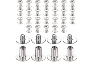 HARFINGTON 30set Chicago Screw M3x7mm 3mm Length Metal Phillips Nail Rivet Stud Bolts Rivets Binding Post Screw for DIY Leath