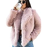 Yimoon Womens Faux Fur Coat Lapel Open Front Fluffy Shaggy Jacket Winter Warm Furry Overcoat