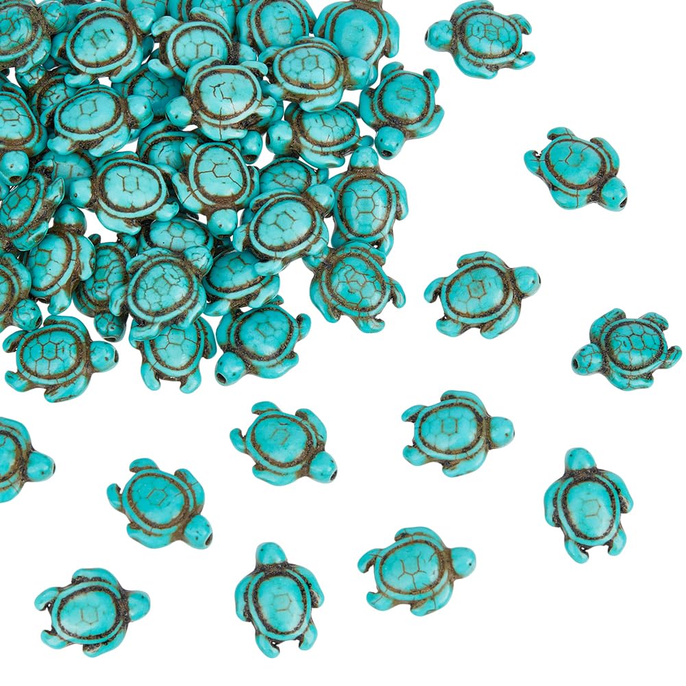 NBEADS 4 Strands About 112 Pcs Turquoise Beads, Turquoise Turtle Charms Synthetic Turquoise Beads Howlite Turtle Gemstone Beads Sea Animal Beads for Jewelry Making DIY Bracelet Necklace