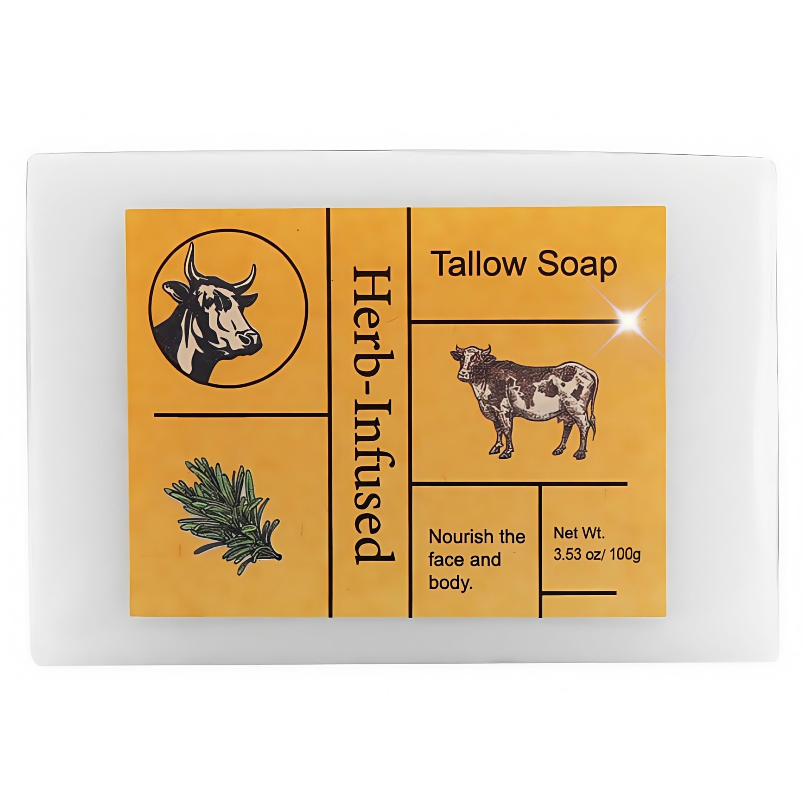 Beef Tallow Soap for All Skin Types - Deep Cleansing Bar for Face and Body - Targets Oil and Pores - Nourishing and Moisturizing - 100g