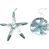 Kurt Adler Blue Starfish and Sand Dollar Shells Christmas Holiday Ornaments Set of 2