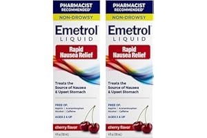 Emetrol Non-Drowsy Liquid Nausea Relief - Upset Stomach Medicine - Pharmacist Recommended Nausea Relief - Cherry Flavor - 4fl oz, 2 Pack