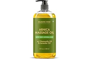 MAJESTIC PURE Arnica Massage Oil for Massage Therapy - Refreshing, and Relaxing - Natural Oils with Lavender & Chamomile Essential Oils - for All Skin Types - Men and Women - 8 fl oz