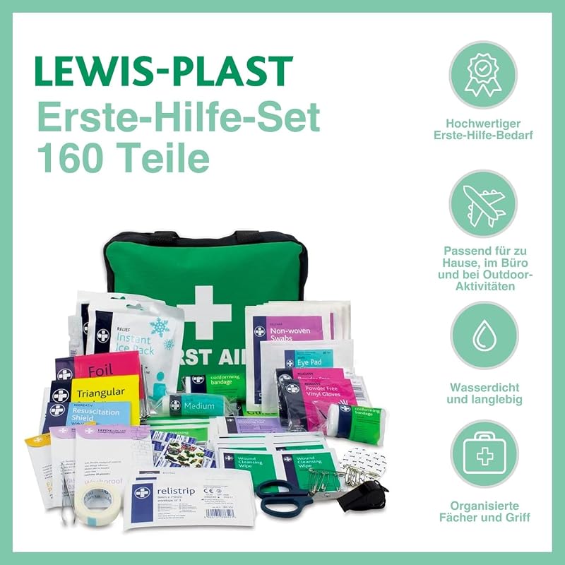 Reliance Medical Erste-Hilfe-Set Tasche – 160 Stück Überlebens-Kits – Sicherheits-Essentials für Reisen, Auto, Zuhause, Camping, Arbeit, Wandern, Urlaub – Packzubehör – Medium