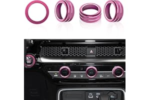 LOCOY Air Conditioning Knob Cover for Honda Civic Accessories 2022 2023 2024, for Honda CRV/HRV/Accord 2023 2024, Start/Stop Button Ring, Volume Knob Trim, AC Control Knob Cover (4Pcs, Pink)