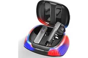 HTPOW Language Translator Earbuds with Ambient Light Two-Way Translator Device with APP, Two Way Real-Time Voice Translation in144 Languages, B18 Instant Translator Earbuds for Voice/Text