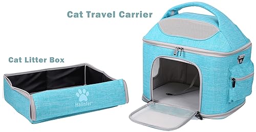 Portable Cat Travel Litter Box with Lid, Collapsible Car Cat - Main Image