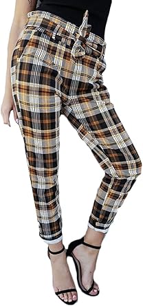womens checked skinny trousers