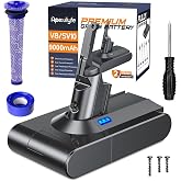 Apexilyfe Upgraded 9000mAh 21.6V V8 Battery Replacement Compatible with Dyson V8 Animal/Absolute/Motorhead/Fluffy SV10 Vacuum Cleaner, Includes 2 Filters&amp;3 Screws