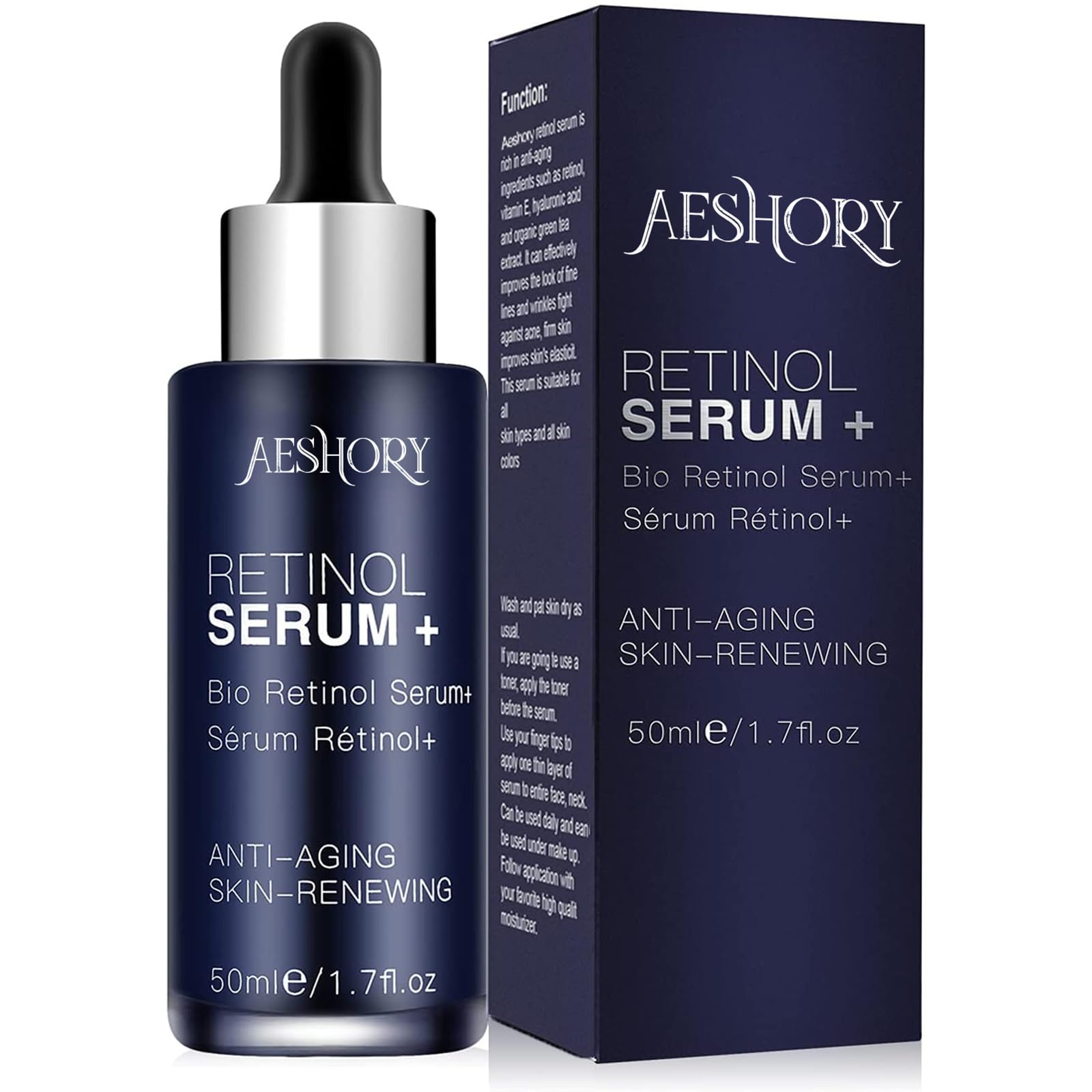 Retinol Serum for Face/Neck/Eyes 50ml, High Strength with 5% Retinol, 30% Vitamin C, Vitamin E & Hyaluronic Acid - Anti Aging Facial Serum for Moisturizing, Fine Line and Wrinkles, Skin Repair