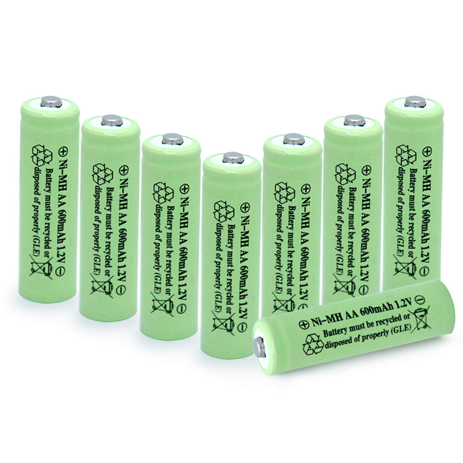 AA Ni-MH 600mAh 1.2V Rechargable Solar Light Batteries for Outdoor Solar Lamps Garden Lights Remotes Mice(8Pcs)