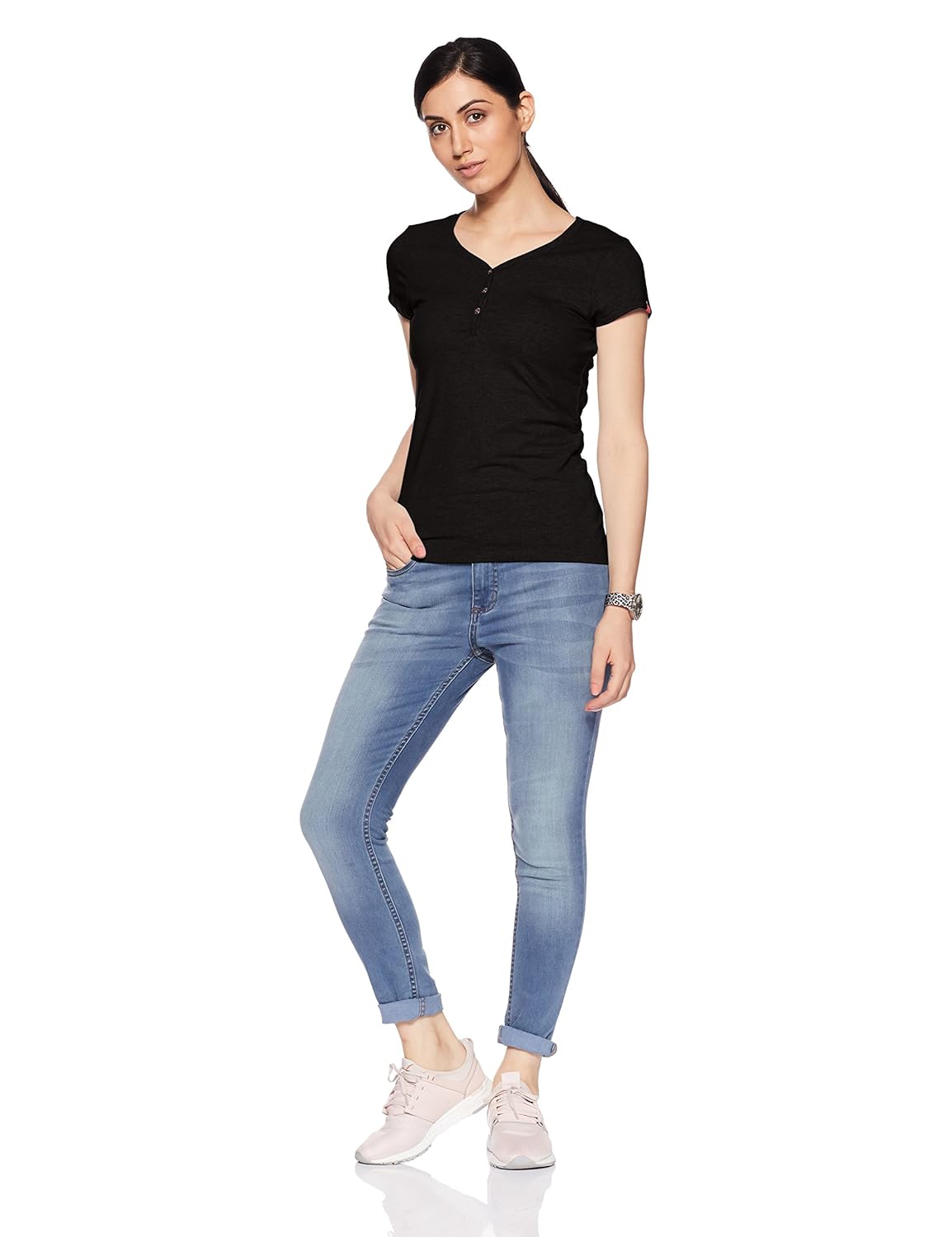 jockey women's cotton henley t-shirt