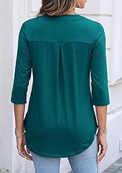 Halife 3/4 Sleeve Tops for Women Collar V Neck