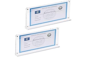 IEEK 2 Pack of Acrylic Business License Frame for 4x9 Business License Certificate Desk/Table Top Display,Clear Certificate Holder Panoramic Photograph Picture Frame,4x10 Inch
