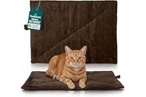 FurHaven ThermaNAP Self Warming Cat Mat/Dog Bed for Crates with Self-Warming Technology for Cozy Rest, Fully Machine Washable, Small, Plush Faux Fur, Espresso