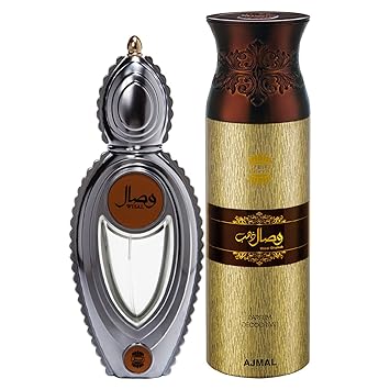 Ajmal Wisal EDP Floral Musky Perfume 50ml for Women and Wisal Dhahab Deodorant Fruity Floral Fragrance 200ml for Men+ 2 Parfum Testers FREE