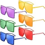 Frienda 6 Pieces Oversized Square Sunglasses Flat Top Fashion Shades Oversize Sunglasses Transparent Candy Colors Glasses