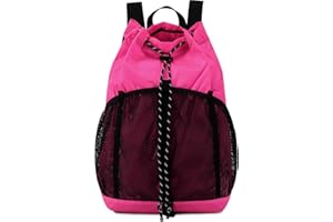 Lohol Mesh Drawstring Backpack with Shoe Bag, Durable Swimming String Sack with Handle for Sports Gym Yoga Beach Travel