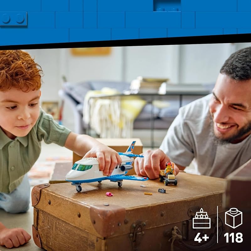 City L’Avion de Tourisme - Jouet de Construction - Maquette de Jet avec 4 Minifigurines & Accessoires de Voyage - Jeu Éducatif - Idée de Cadeau d'anniversaire pour Garçon dès 4 Ans 60492