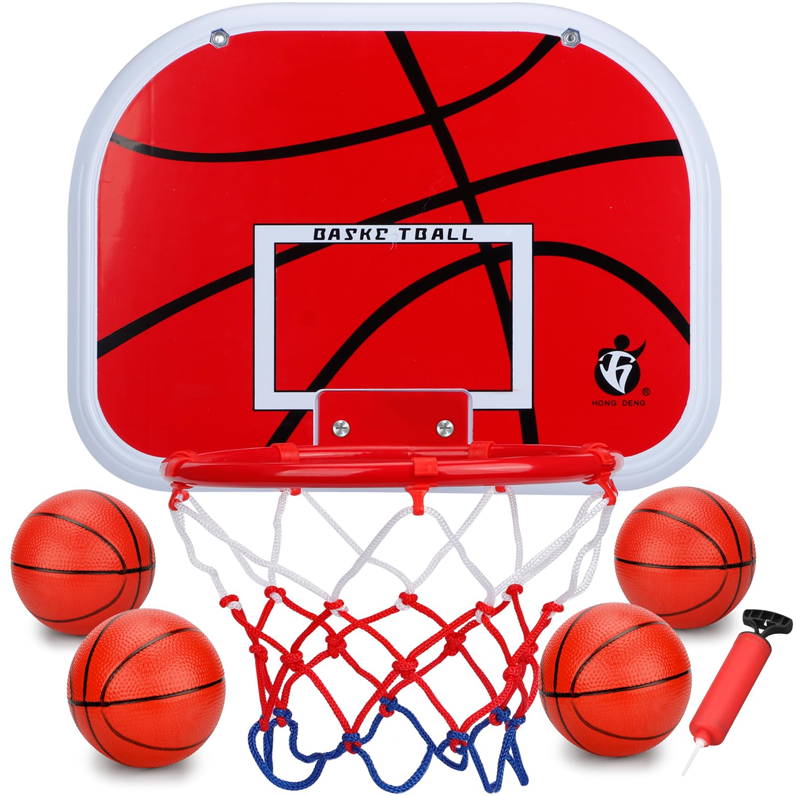 Mini Over The Door Wall Basketball Hoop Set, Small Indoor Basketballs Hoops Backboard, Wall Mount Hanging Basketball Board With 3 Balls and Air Pump For Home Office Sports Party Balls Game Kids Audlts