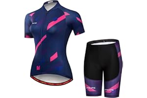 JPOJPO Women Cycling Jersey Set Short Sleeve+5D Padded Bicycle Shorts Quick-Dry Reflective 3-Pockets