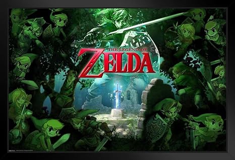 Amazon Pyramid America ゼルダの伝説 フォレスト 任天堂 ハイファンタジー アクション アドベンチャー ビデオゲームシリーズ ブラックウッド フレーム付きポスター x14インチ アートフレーム ポスター オンライン通販