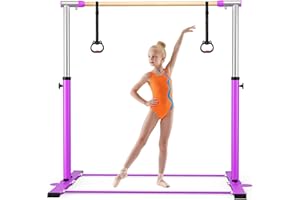 EL&IT·Wings Gymnastic Kip Bar,Horizontal Bar for Kids Girls Junior,3' to 5' Adjustable Height,Home Gym Equipment,Ideal for Indoor and Home Training,300lbs Weight Capacity