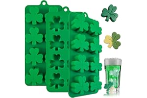 Lukinuo Shamrock Silicone Molds 3Pcs St Patrick’s Chocolate Molds 8-Cavity Leaf Clover Mold Tray for Ice Cube for St. Patrick