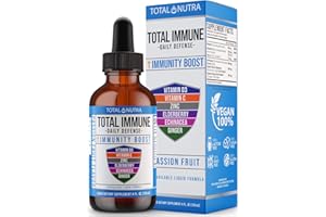 TOTAL NUTRA Total Immune 6-in-1 Liquid Multivitamin Supplement | 100% Daily Zinc, Vitamin D3 and Vitamin C Immunity Drops | Elderberry, Echinacea & Ginger Defense Support for Adults & Kids | 4 oz Passion Fruit