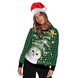 ALBIZIA Ugly Christmas Sweater for Women Cat