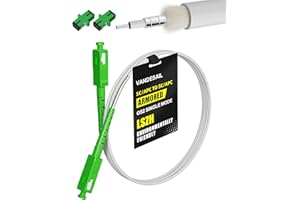 VANDESAIL SC/APC to SC/APC Fiber Optic Cable 10M (32ft), White Armored Fibre Optical Cable with 2 Couplers, OS2 9/125μm LSZH 