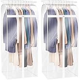 Zilink Dress Bags for Hanging Clothes 60 inch (2 Pack) Clear Garment Rack Cover Hanging Garment Bags for Storage for Coats Long Dress Gown Storage