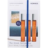 KORRES Greek Scents Eau de Toilette, 3 Mini Fragrances, 0.34 Fl Oz | Avgoustos, Kyma &amp; Lefko, Fragrance Vials with Roll-On, Ideal to Know Each One, Gift and for Travel, Unisex Set, Vegan