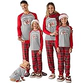Haloumoning Family Christmas Pajamas Matching Sets Xmas PJs Sets Holiday Jammies Sleepwear Grey