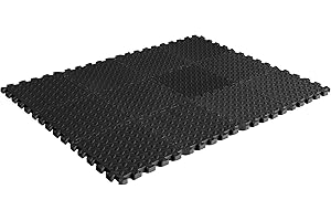 CAP Barbell Exercise Mat Interlocking Puzzle Mat, Diamond Plate Texture, Covers 12 Sq Ft, Black 12 x 12 x 1/2