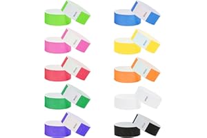 L LIKED 100 Pcs 2.5x25.6 cm Wrist Bands, 10 Colors Paper Wristbands for Events, Waterproof Tamper-Proof Event Bracelets for C
