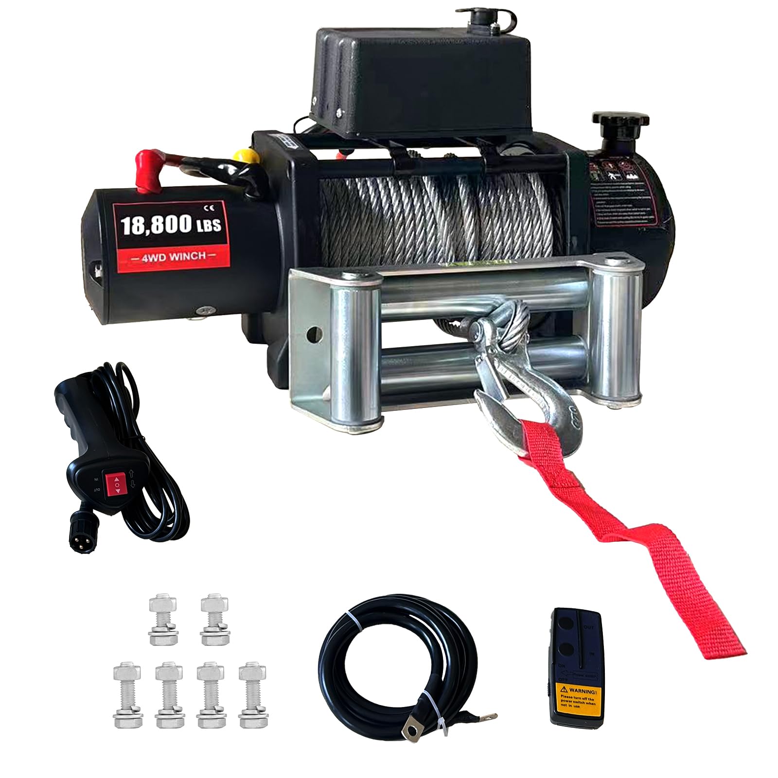 Photo 1 of 18800LB Electric Vehicle Winch - 12V Electric Winch with Wireless Remote, 78Ft Steel Cable & IP67 Waterproof Design - Heavy Duty Off-Road Winch for Wrangler, UTV, ATV, Trucks
