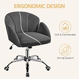 Yaheetech Velvet Desk Chair with Armrests Dark Gray Modern Swivel Office Chair view 6