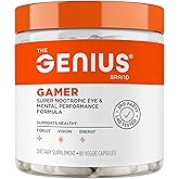 Genius Gamer, Gaming Focus Supplement, 80 Pills - Elite Nootropic Performance Booster - Boost Brain & Mental Clarity, Reaction Time & Concentration - Blue Light Support with Lutemax