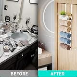 HapiRm Over Door Towel Rail 6-Tier Wall Mount White with Shelf view 9