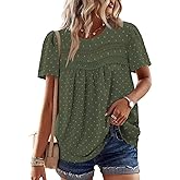 BETTE BOUTIK Women Boho Tops Short Sleeve Summer Flowy Shirts Dressy Casual Loose Trendy Blouses