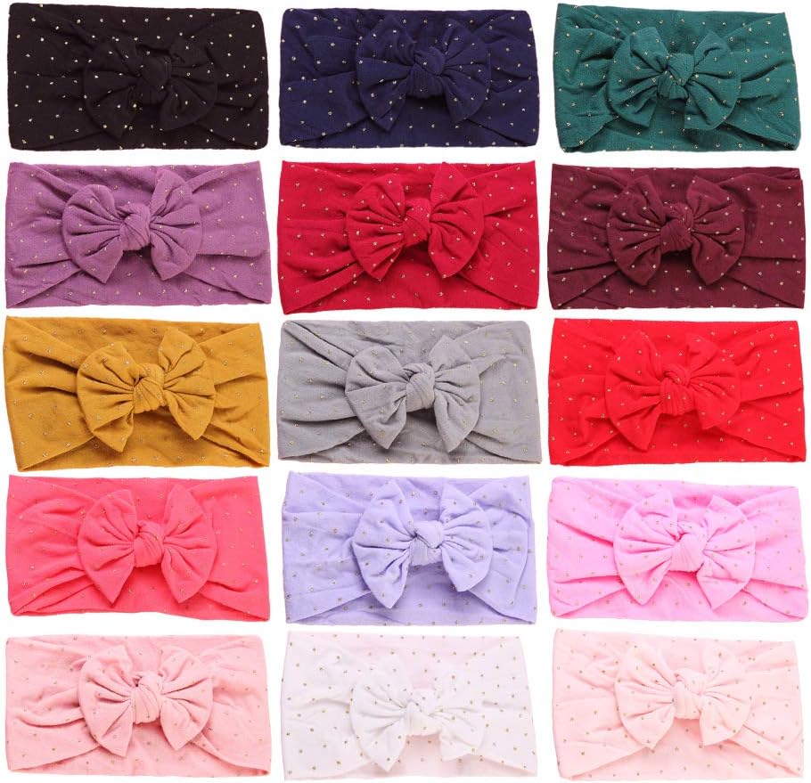 Nylon Topknot Headband Round Bun Head Wrap Soft Turban for Baby Pack of 12pcs